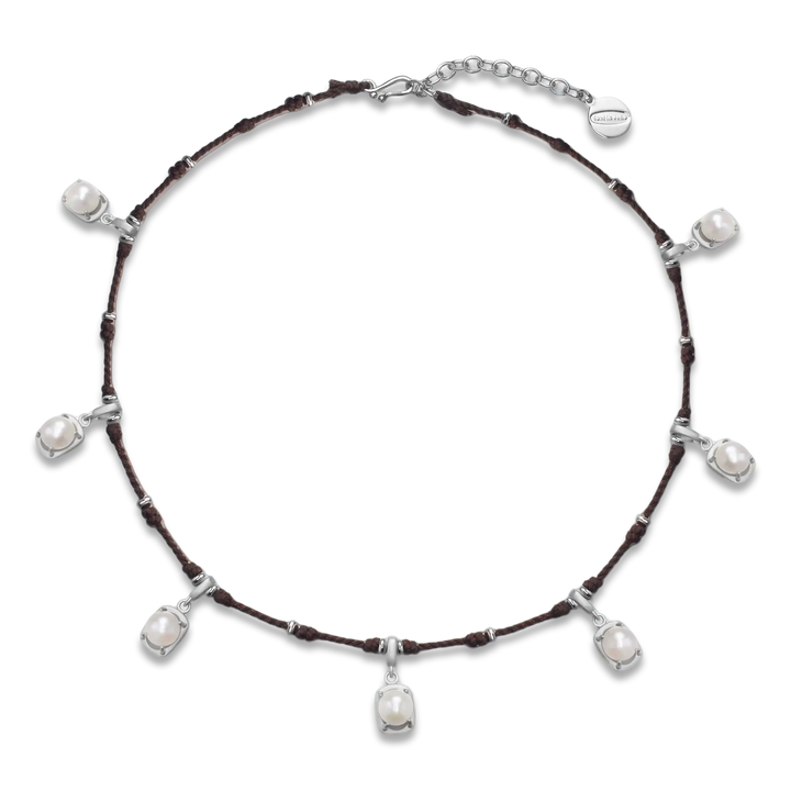 Boho Pearl & Silver Charm Necklace