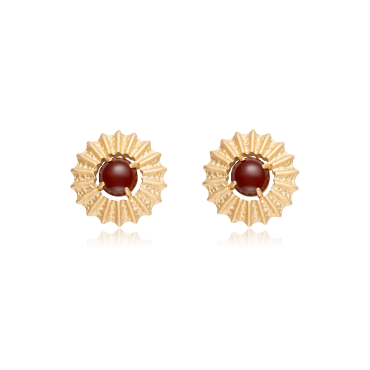 Golden Halo Agate Stud Earrings