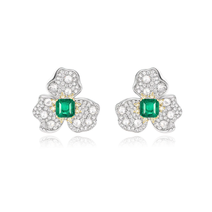 Emerald Bloom Silver Earrings