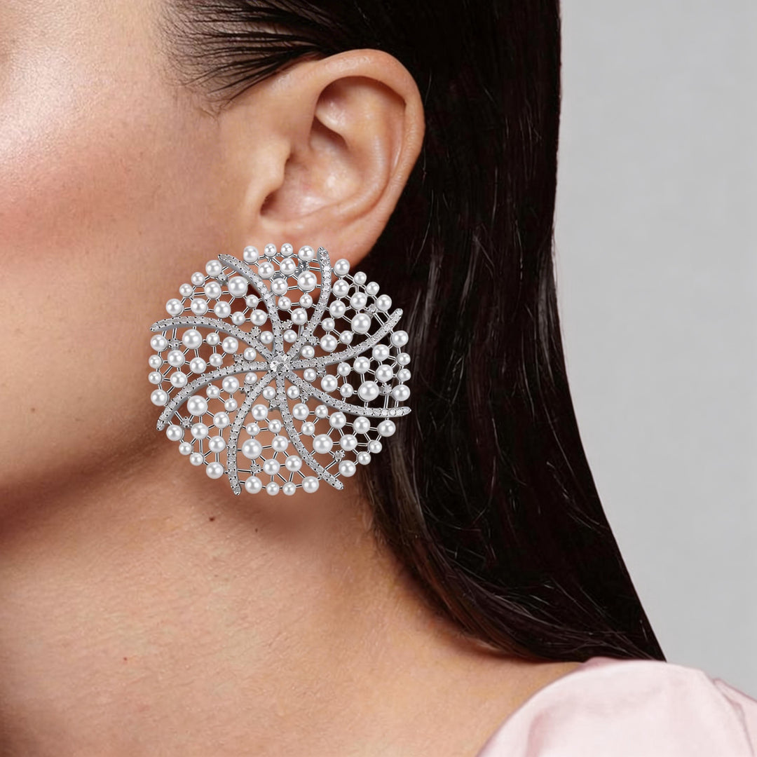Aurora Web Statement Pearl Earrings