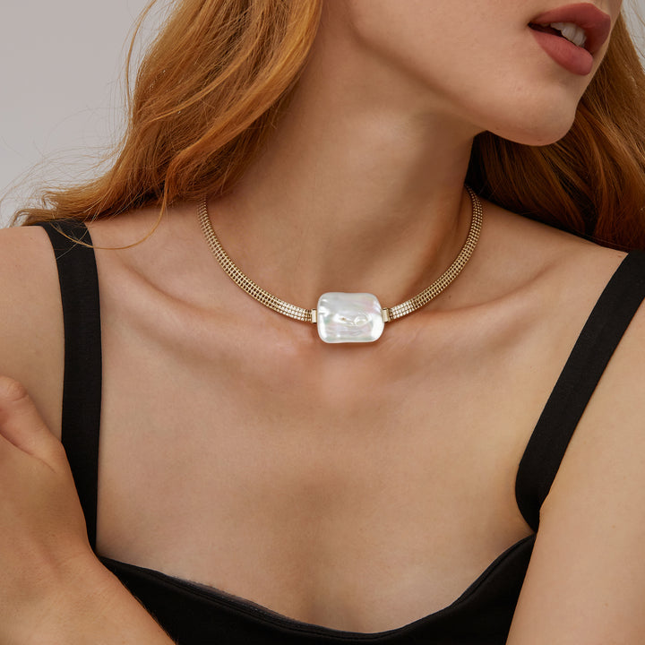 Modern Baroque Pearl Choker Necklace