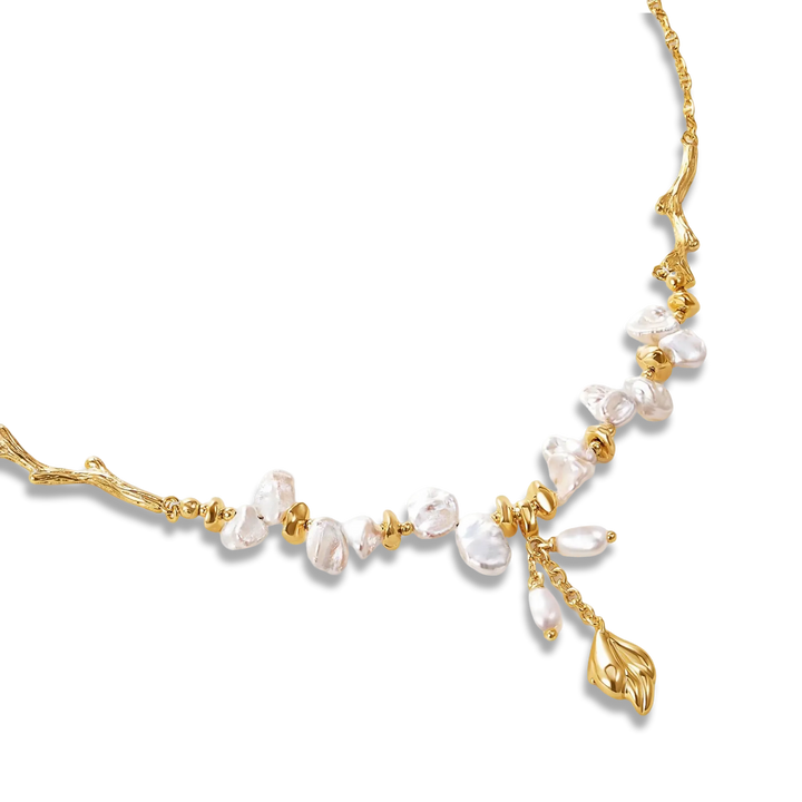Floriography Keshi Pearl Branch Necklace