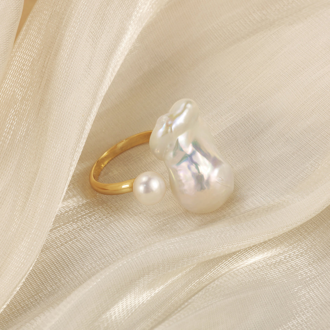Twin Tide Baroque Pearl Ring