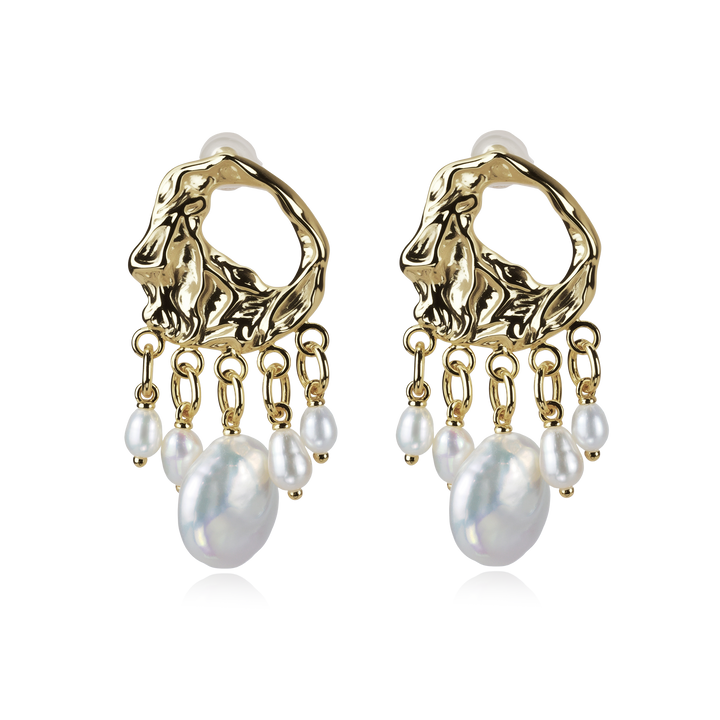 Molten Frame Pearl Drop Earrings
