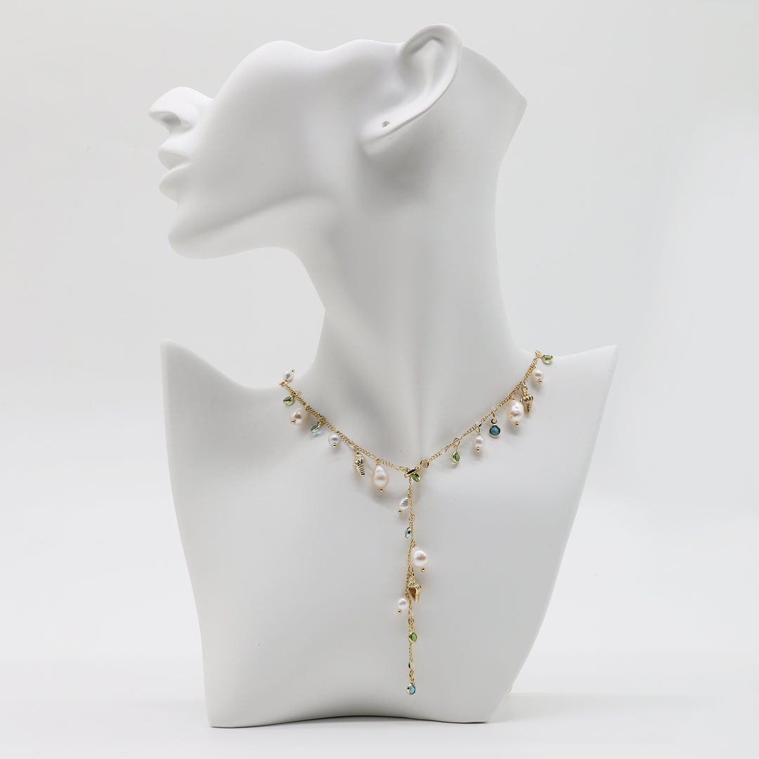 Ocean Whisper Pearl Charm Necklace