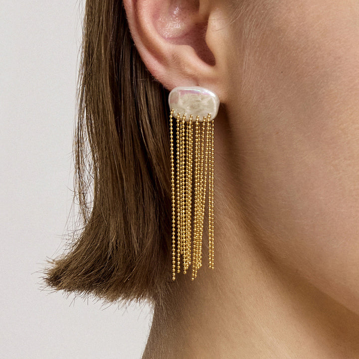 Pearl Cascade Tassel Earrings
