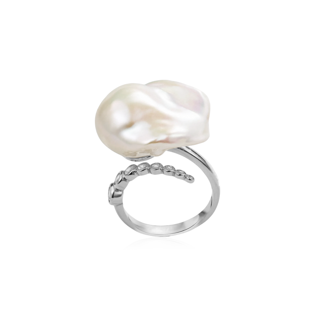 Starlit Splendor Baroque Pearl Ring