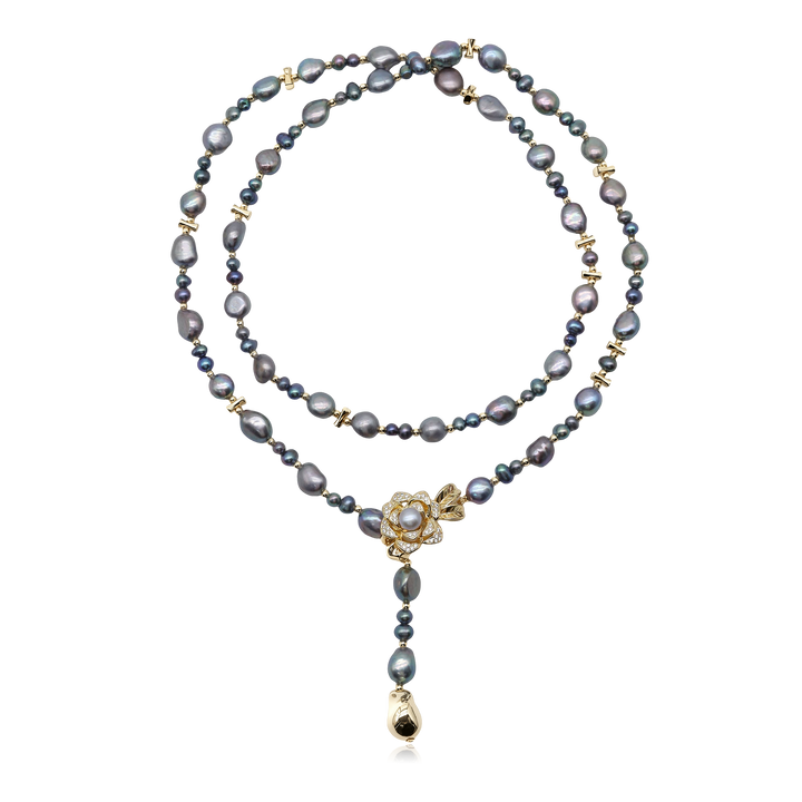 Celestine Drop Pearl Layer Necklace