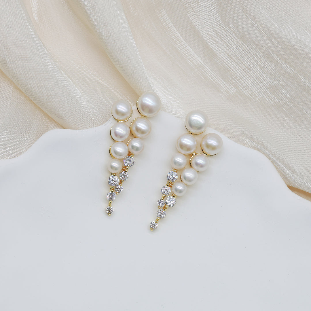 Pearl Cascade Crystal Earrings