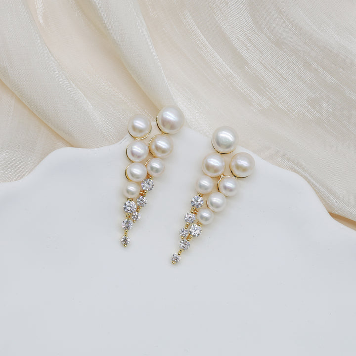Pearl Cascade Crystal Earrings