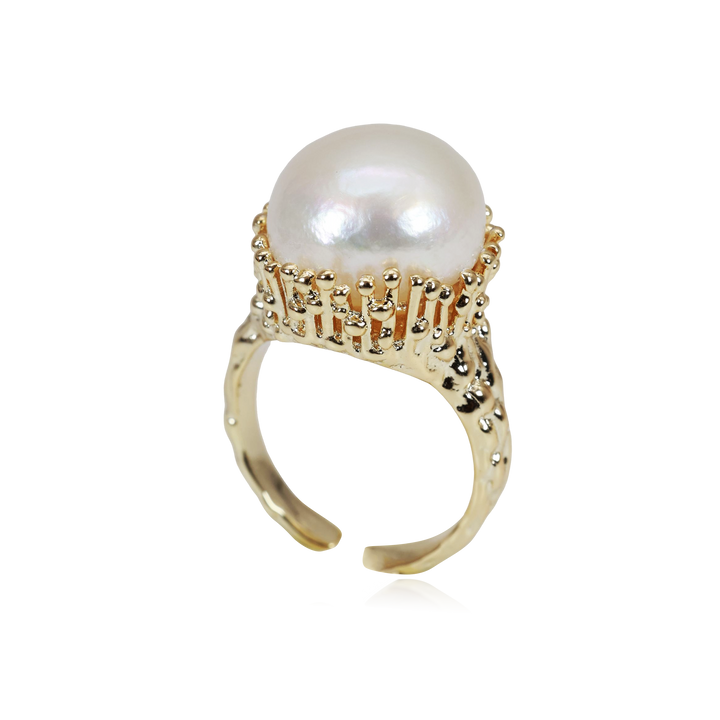 Crowned Pearl Statement Ring