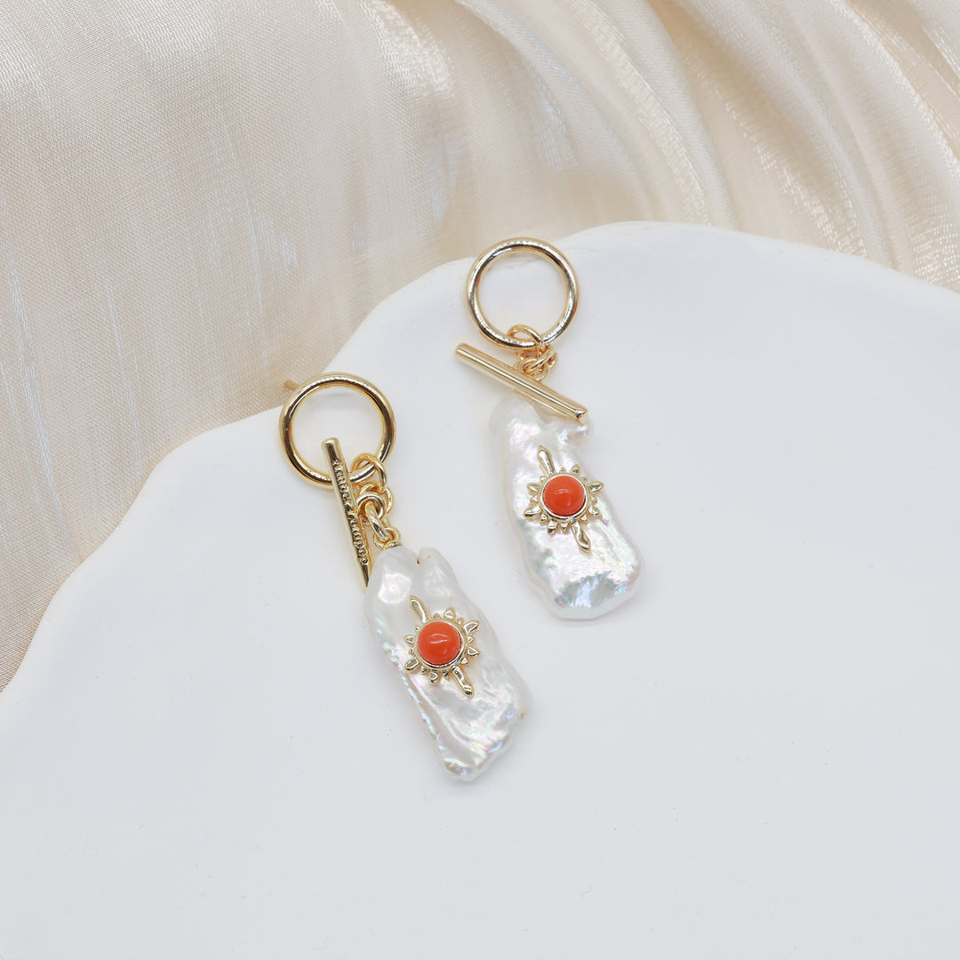 Solar Pearl Drop Earrings