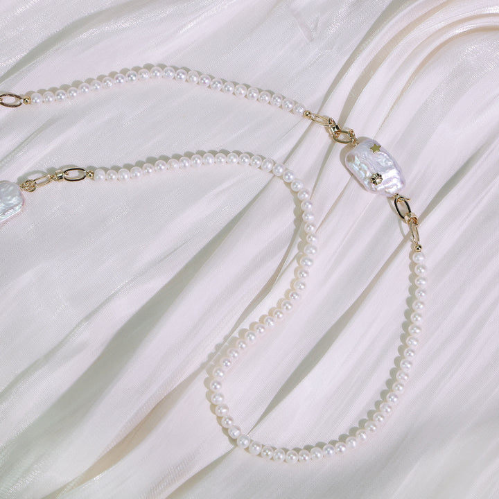 Double Strand Pearl Link Necklace