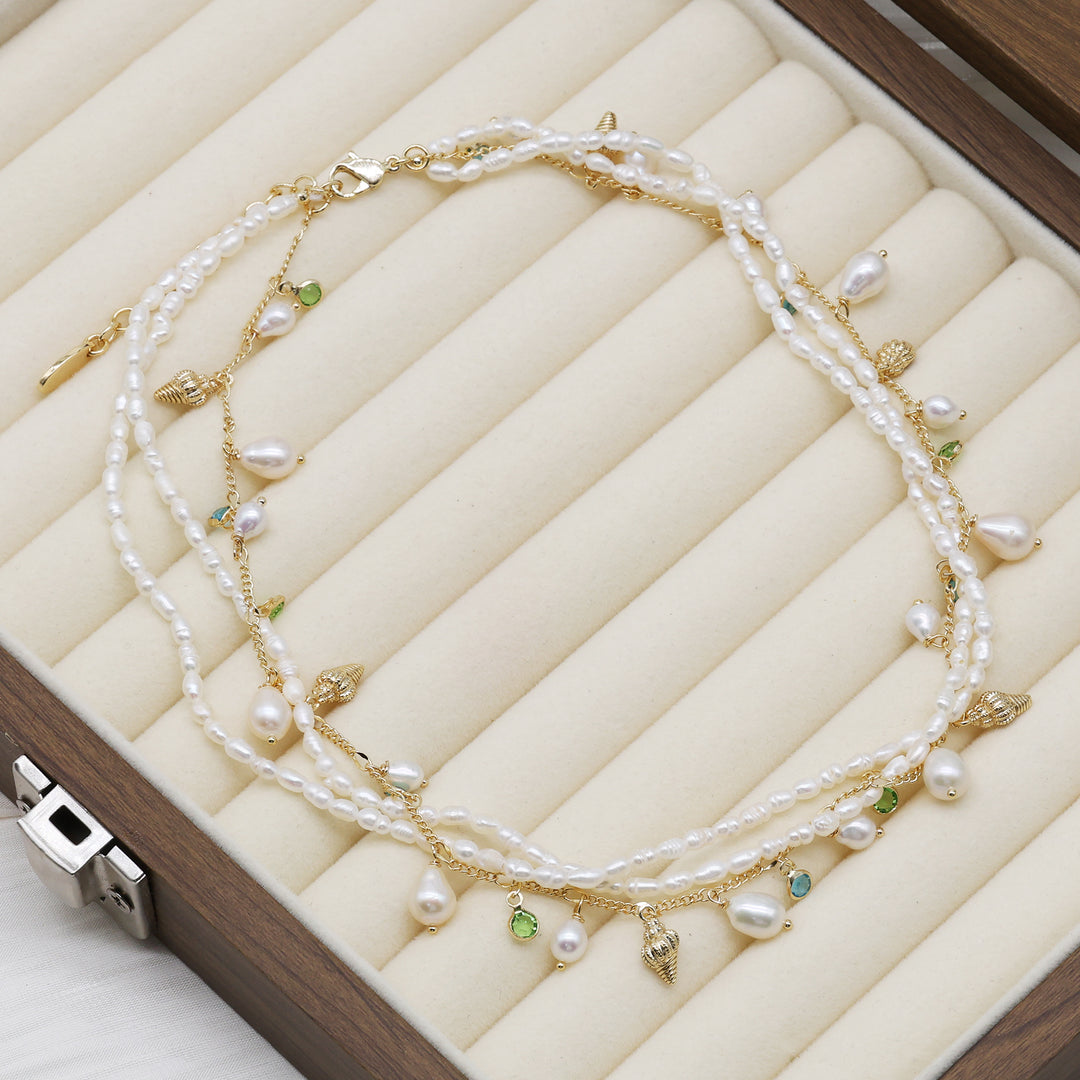 Ocean Garden Pearl Charm Necklace