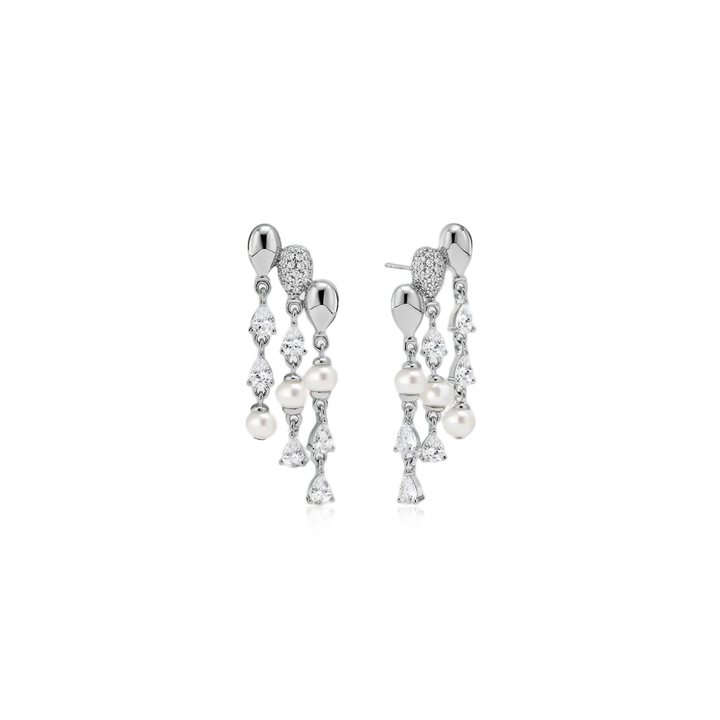 Silver Balloon & Pearl Drop Earrings