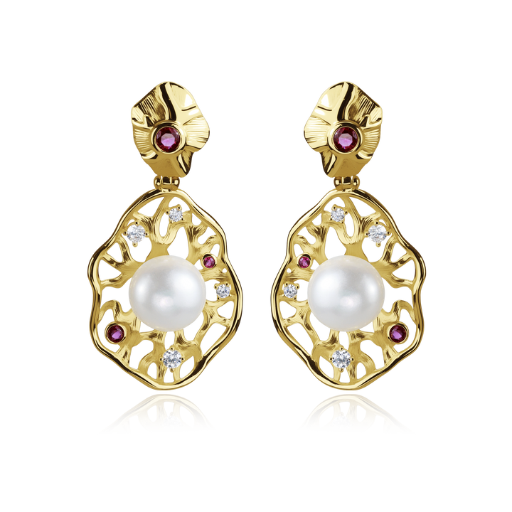 Baroque Frame Pearl Earrings