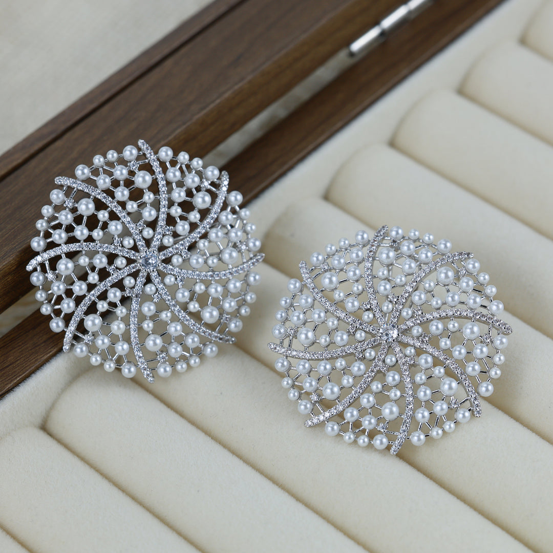 Aurora Web Statement Pearl Earrings