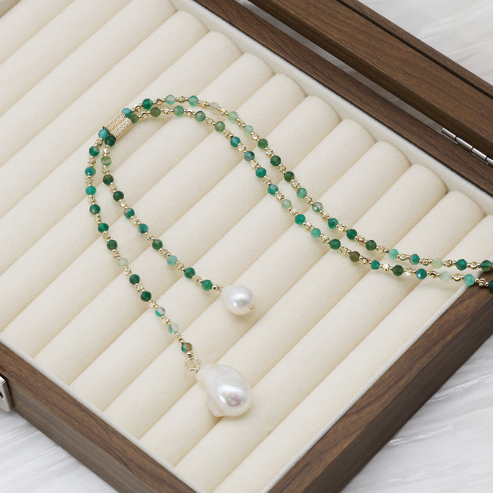 Emerald Cascade Pearl Necklace