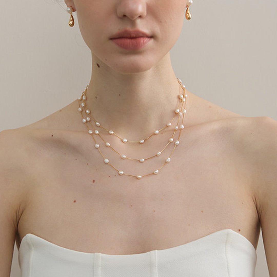 Soft Light Millet Pearl Necklace