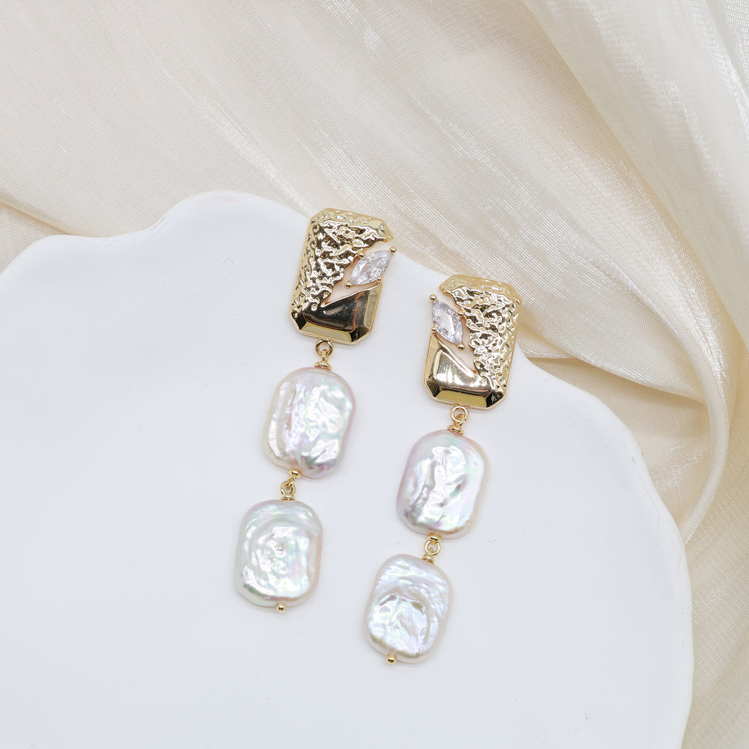 Layered Baroque Pearl Drop Earrings