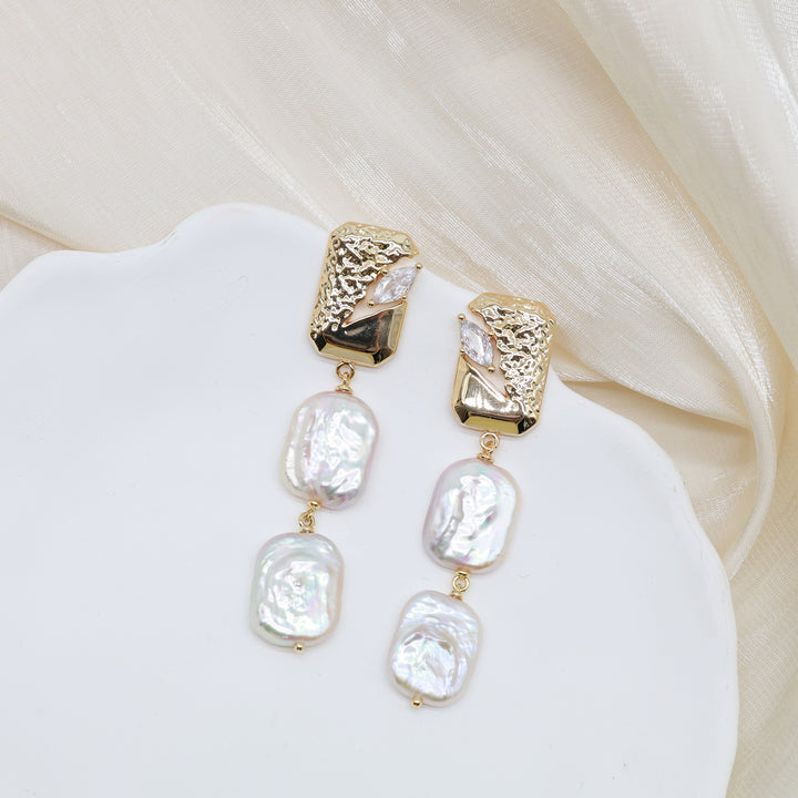 Layered Baroque Pearl Drop Earrings