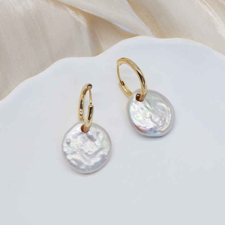 Luna Coin Pearl Hoops
