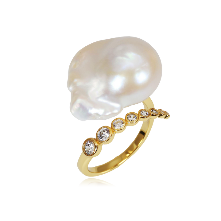 Starlit Splendor Baroque Pearl Ring