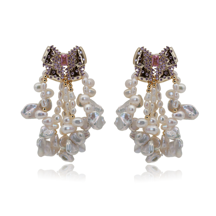 Roselle Pearl Cascade Earrings