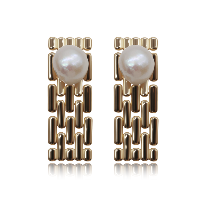 Modular Link Pearl Earrings