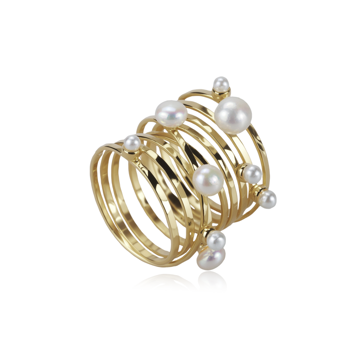Caged Pearl Wrap Ring