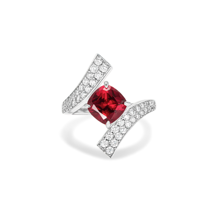 Crimson Arc Silver Gem Ring