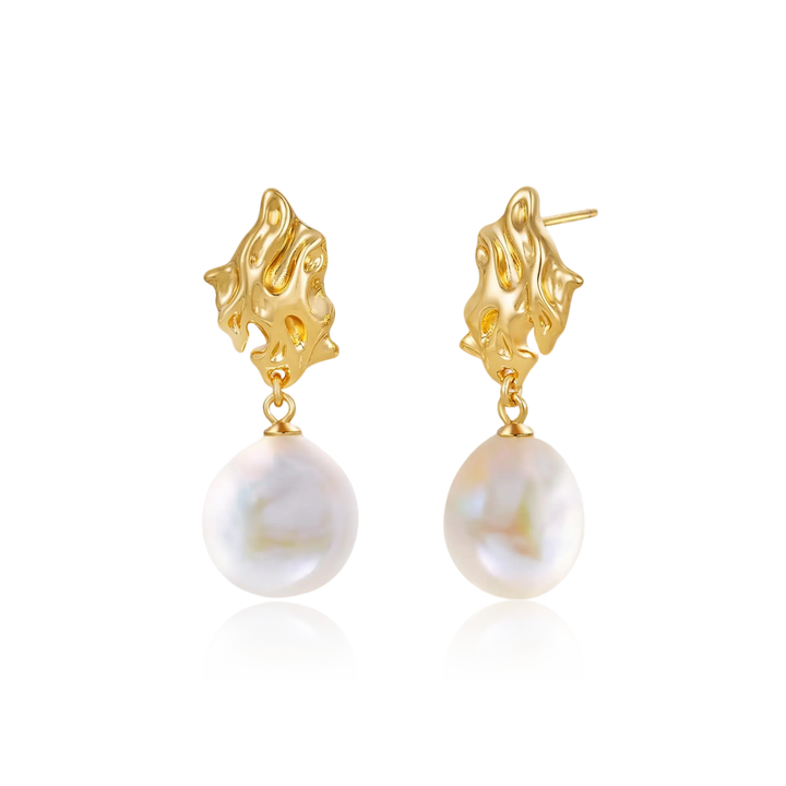 Lava Flow Baroque Pearl Earrings