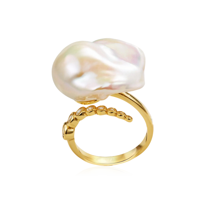 Starlit Splendor Baroque Pearl Ring