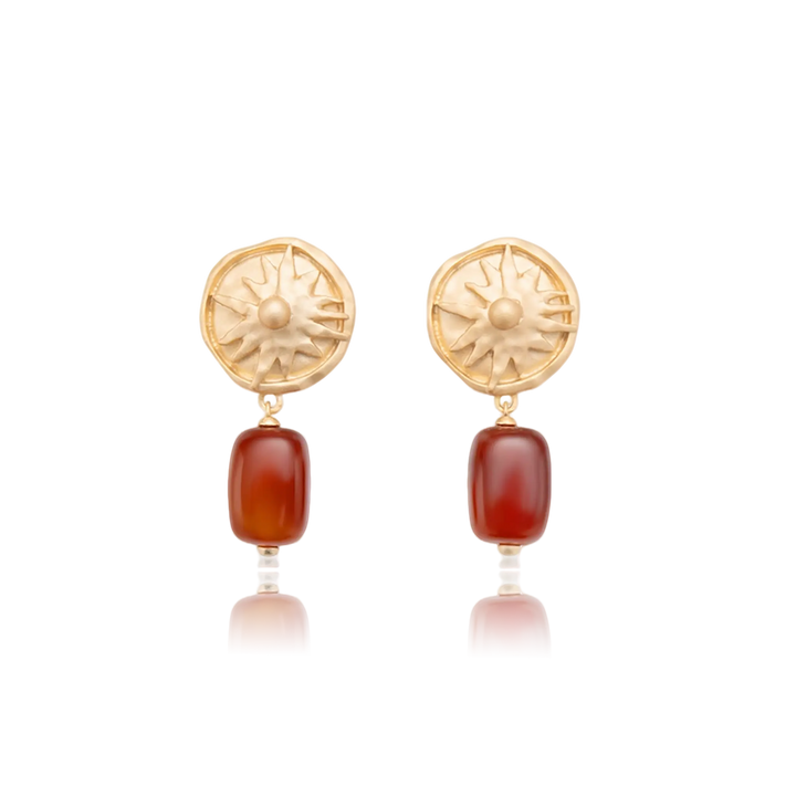 Solar Ember Agate Drop Earrings