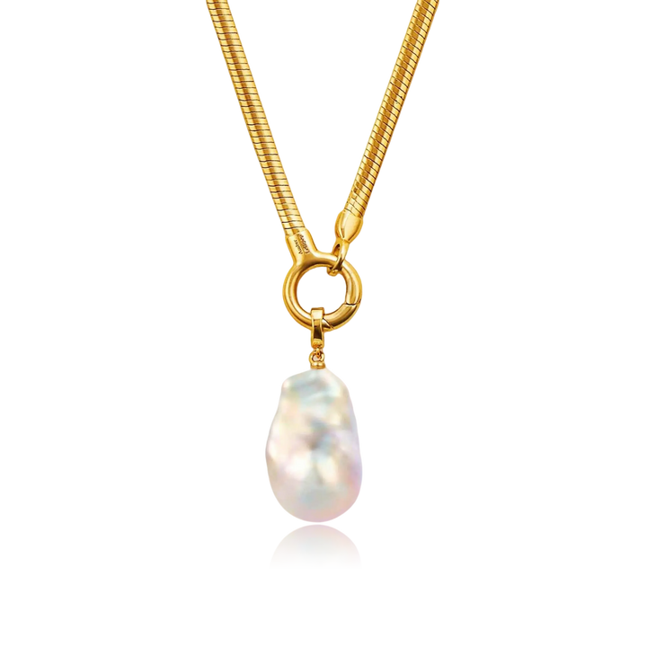 Elegant Baroque Pearl & Gold Chain Necklace
