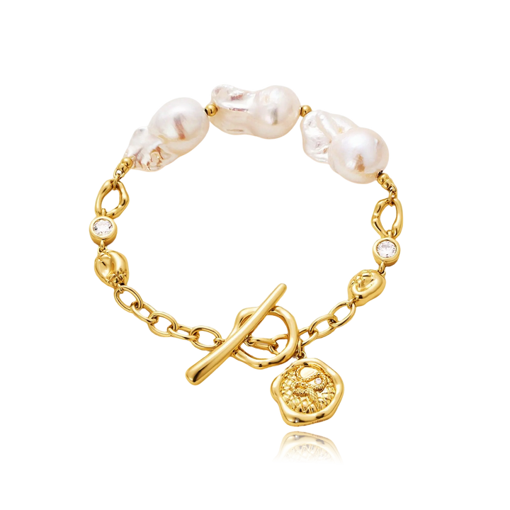 Gilded Tides Pearl Bracelet
