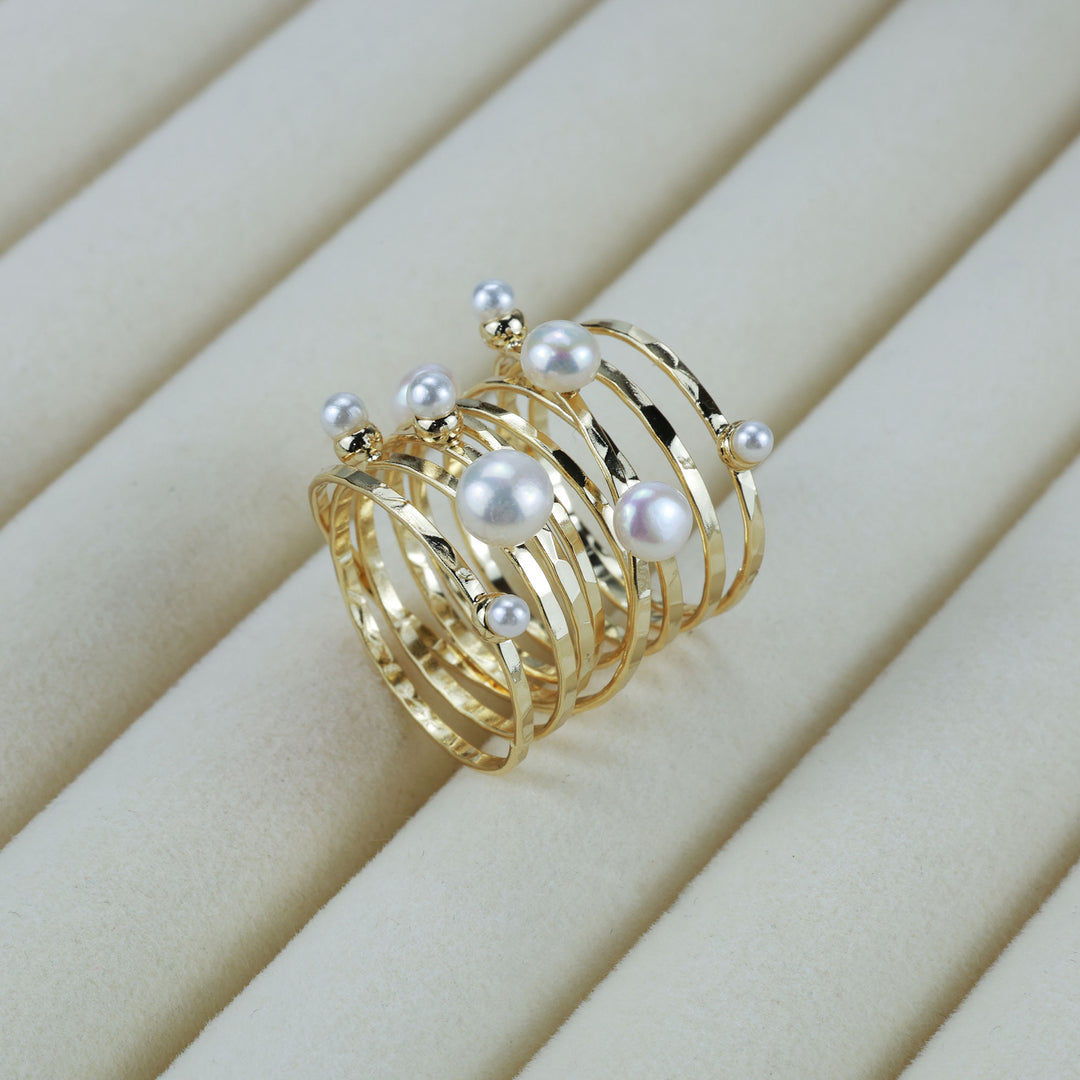Caged Pearl Wrap Ring