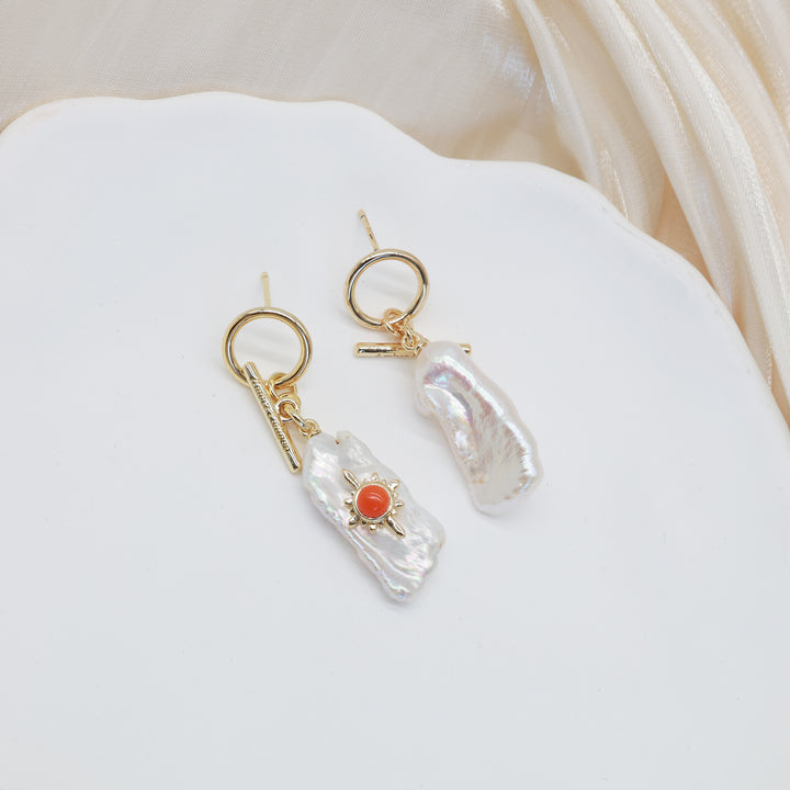Solar Pearl Drop Earrings