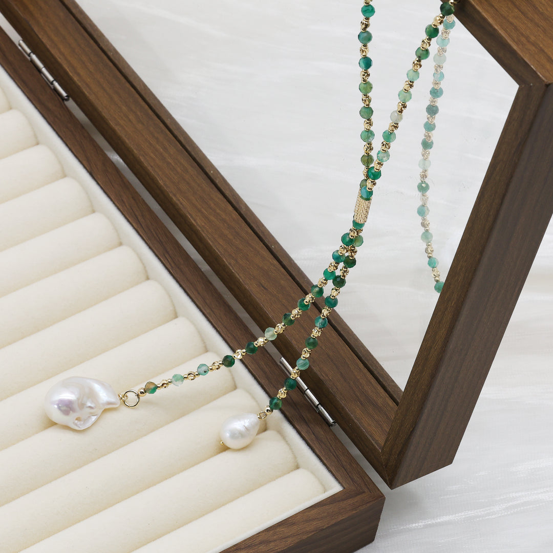 Emerald Cascade Pearl Necklace