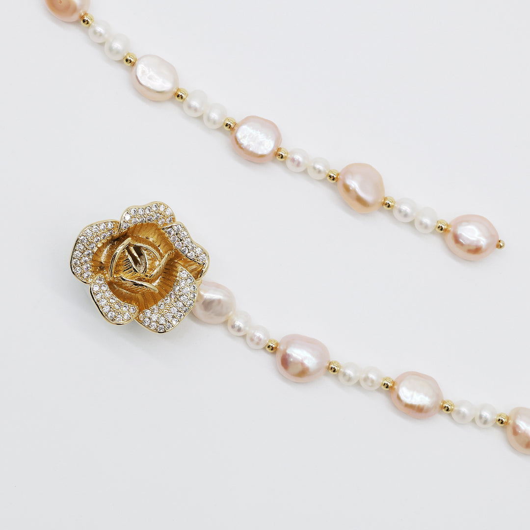 Rosé Dual Strand Pearl Necklace