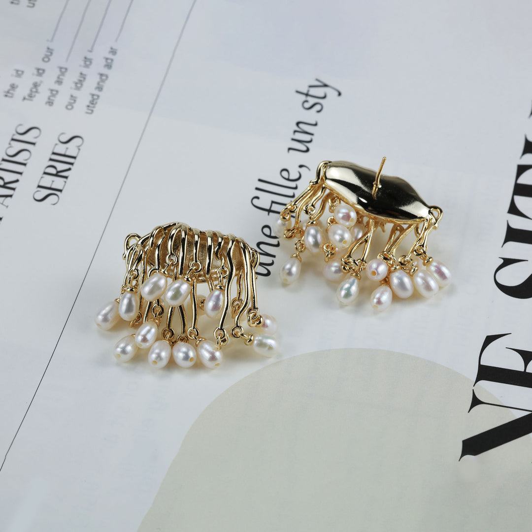 Pearl Fringe Tassel Earrings