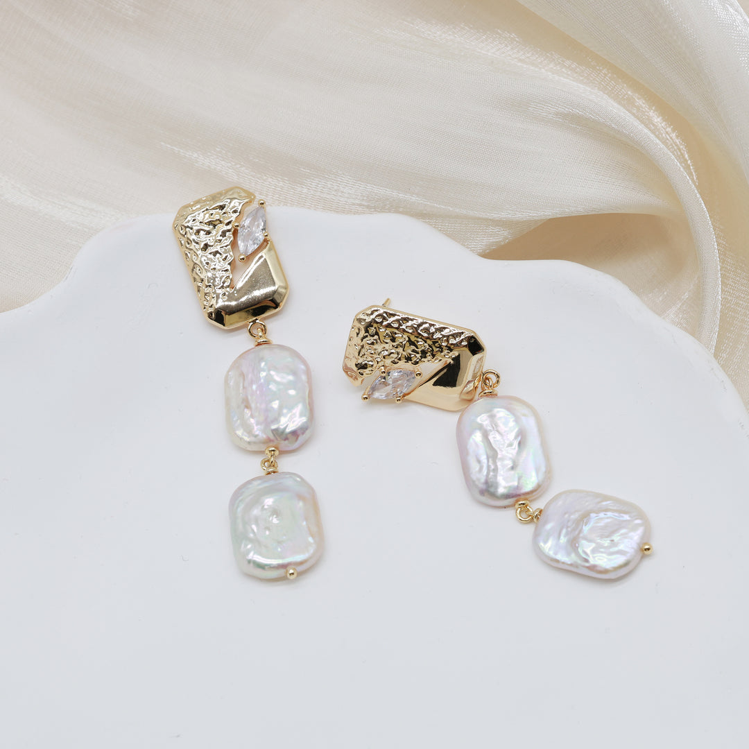 Layered Baroque Pearl Drop Earrings
