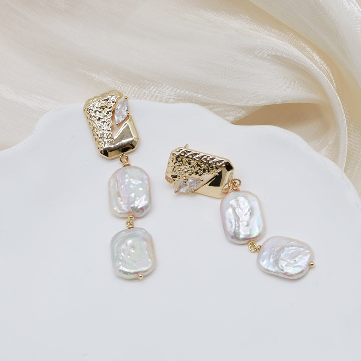 Layered Baroque Pearl Drop Earrings