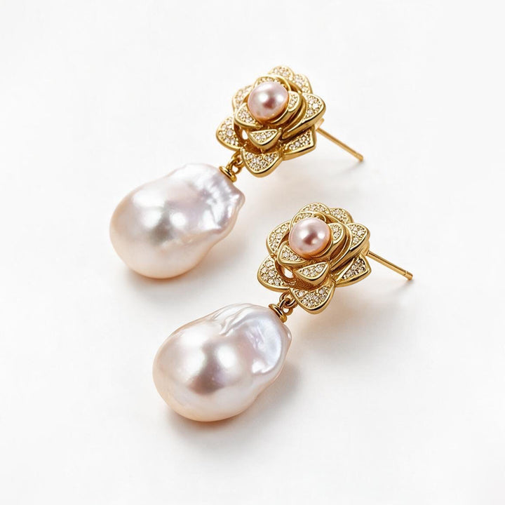 Rosalie Bloom Pearl Drop Earrings