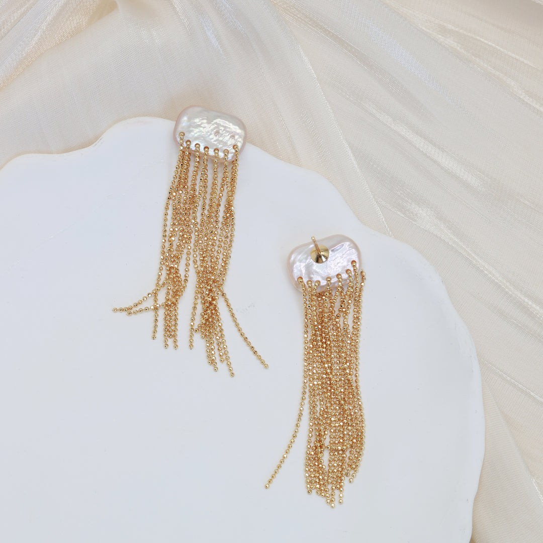 Celeste Pearl Fringe Earrings