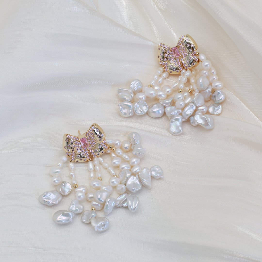 Roselle Pearl Cascade Earrings