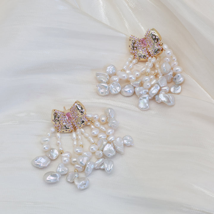Roselle Pearl Cascade Earrings