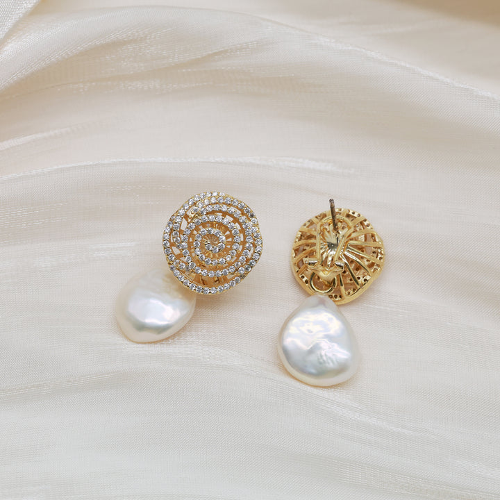 Halo Spiral Pearl Drop Earrings