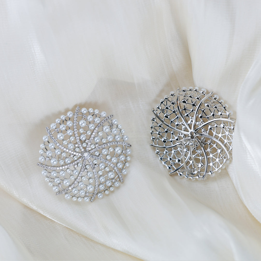 Aurora Web Statement Pearl Earrings