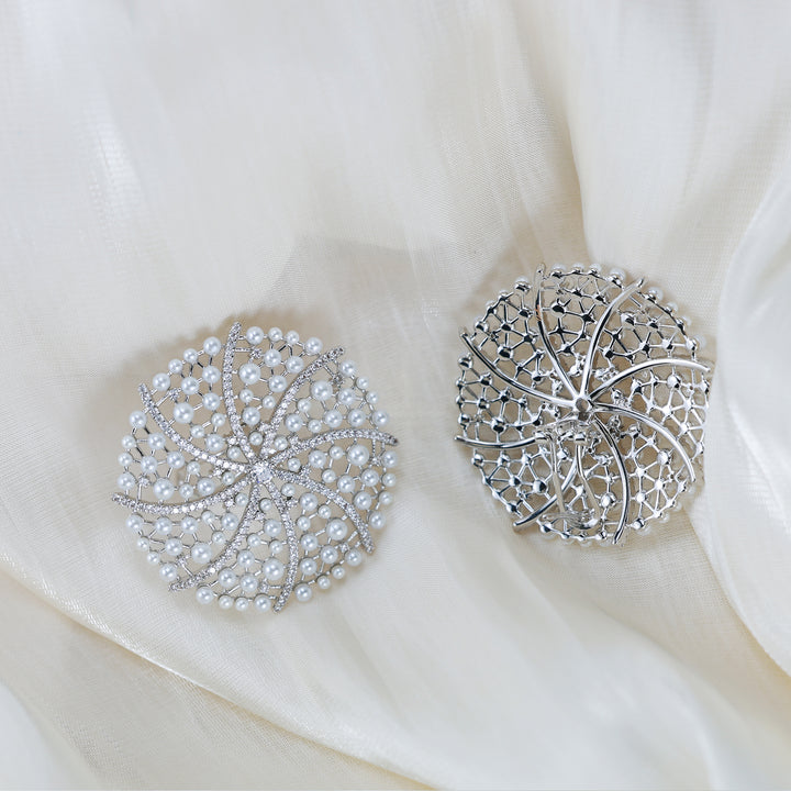 Aurora Web Statement Pearl Earrings